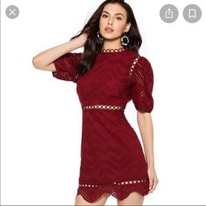 Avantlook Red Puff Sleeve Lace Dress - NWT!